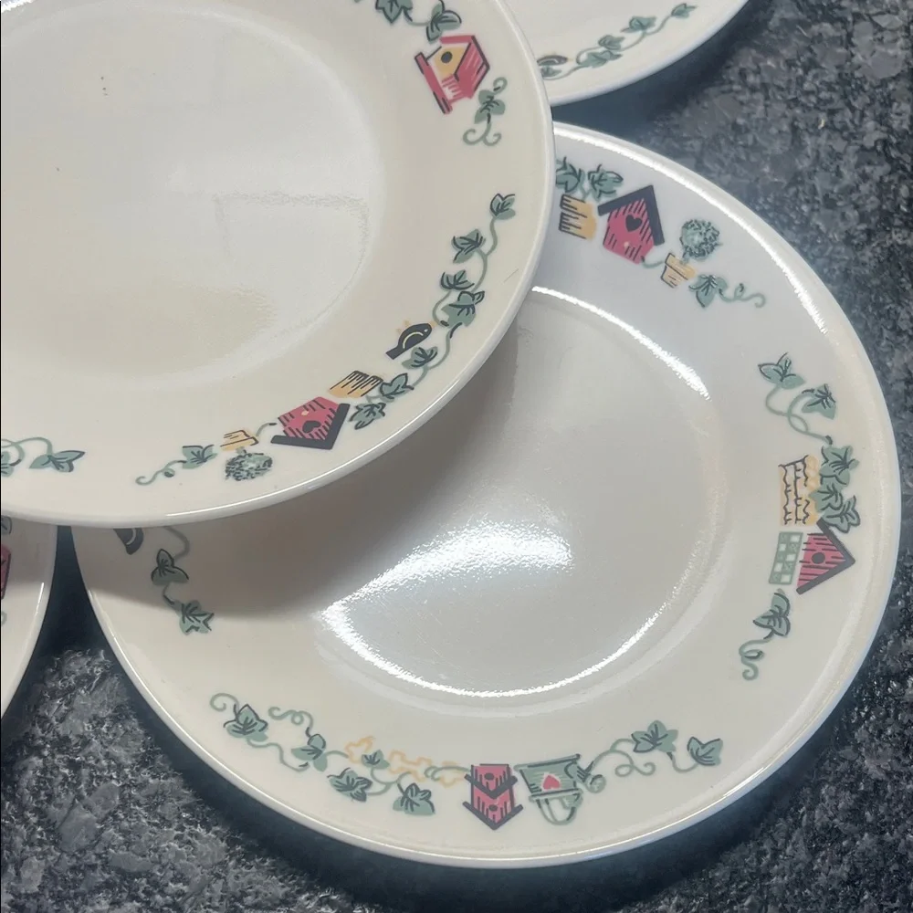 7” SET OF 5 Corelle salad plates. GARDEN HOME   Like new!!